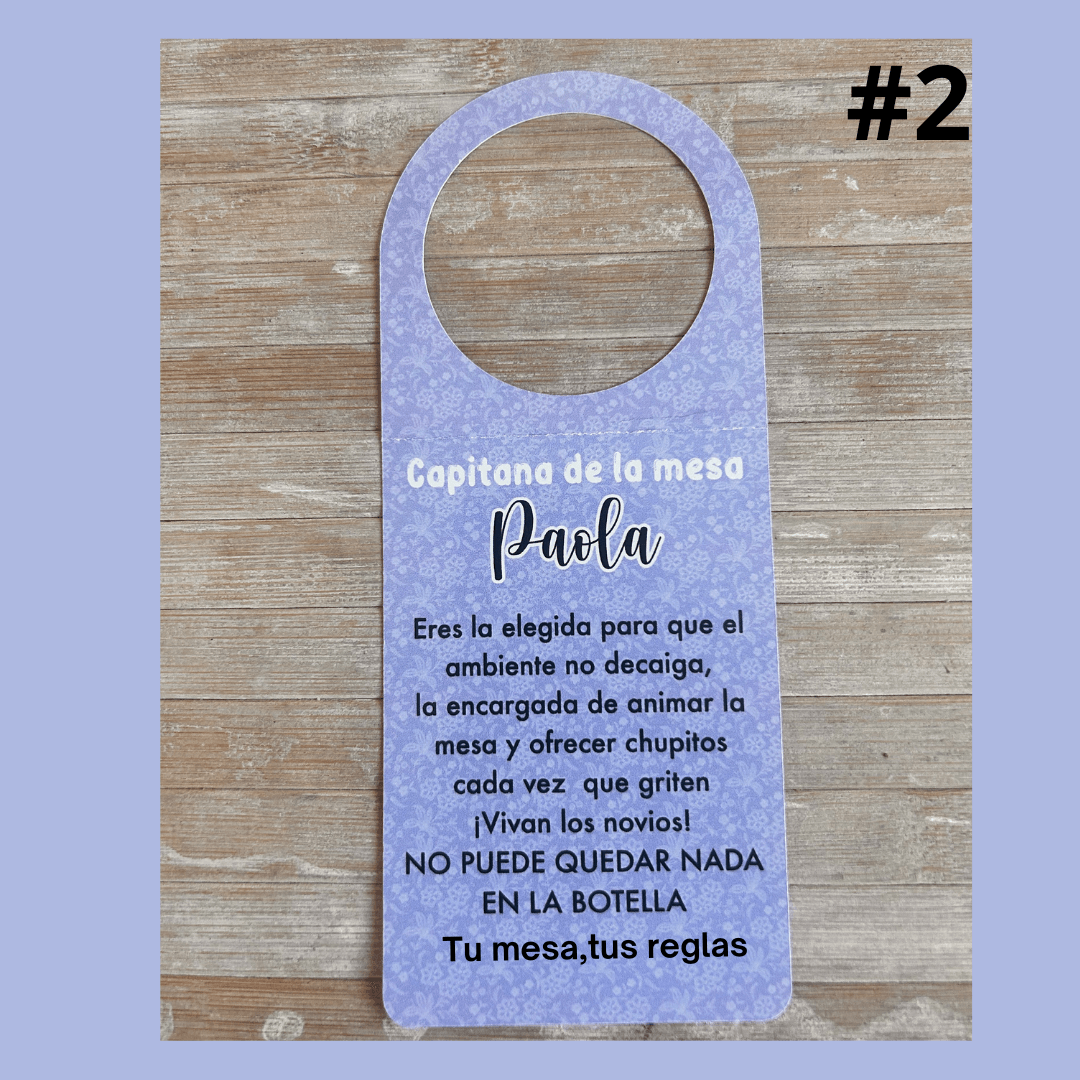TAG BOTELLAS capitán boda - Madan desing