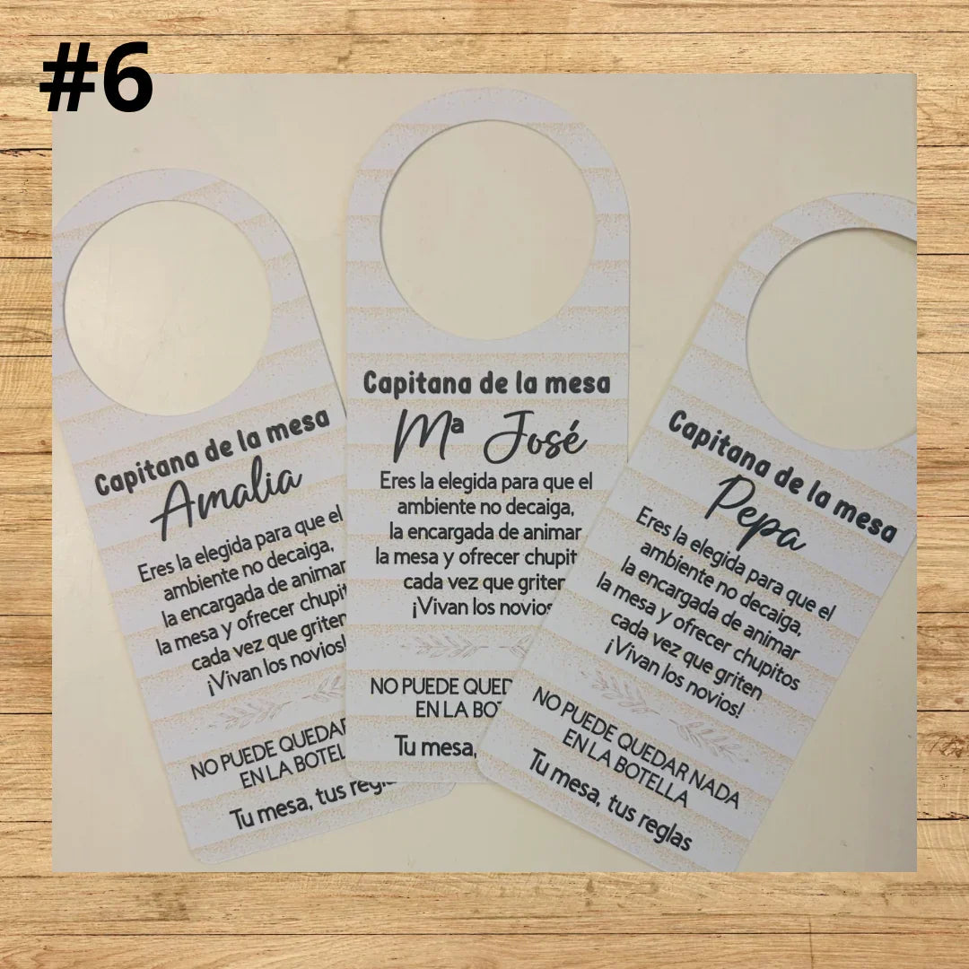 TAG BOTELLAS capitán boda