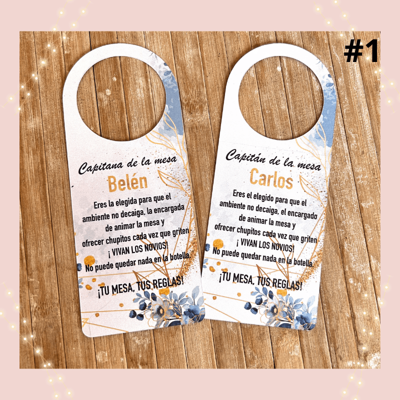 TAG BOTELLAS capitán boda - Madan desing