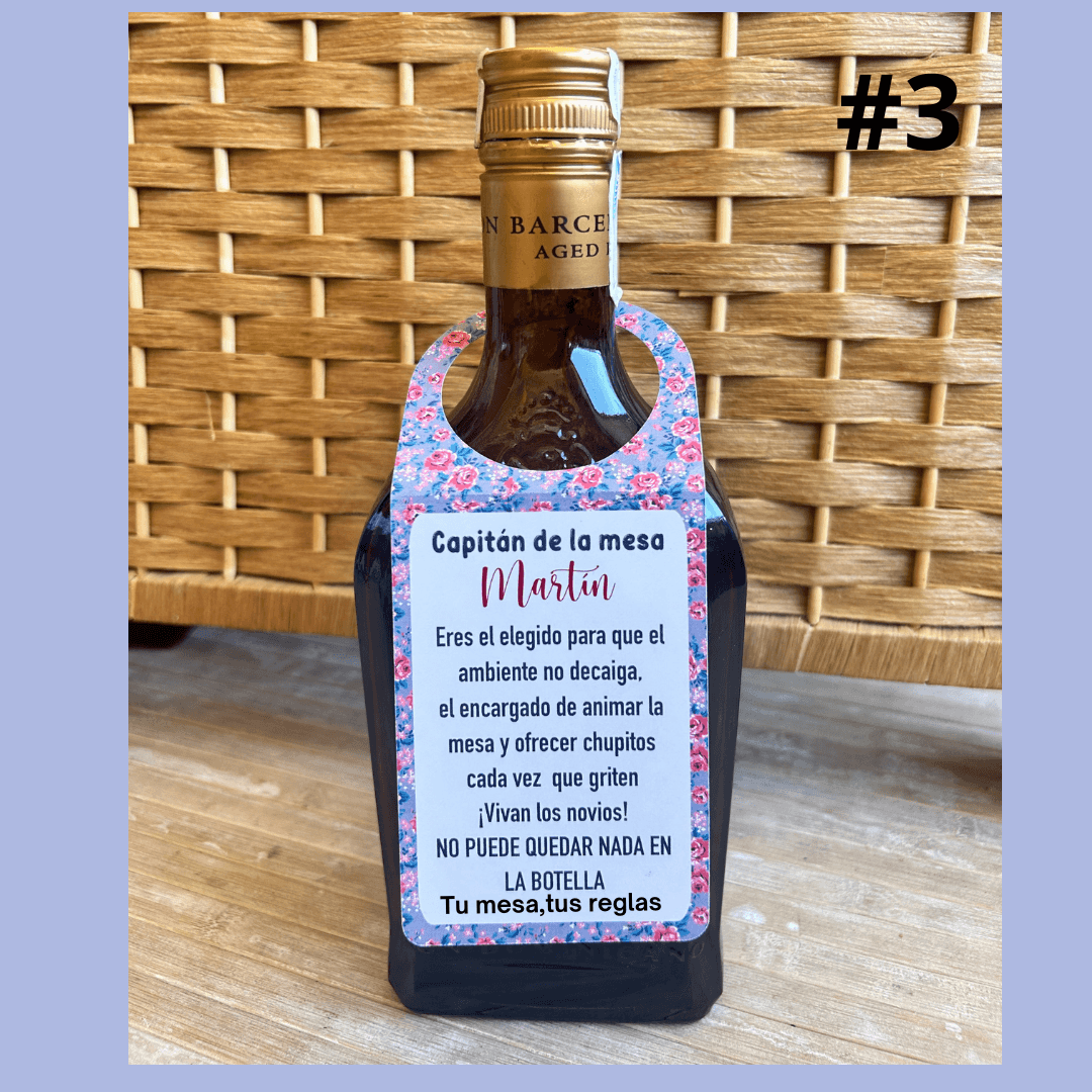 TAG BOTELLAS capitán boda - Madan desing