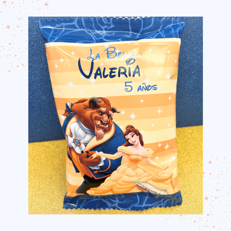 CHIP BAG PERSONALIZADA bella y bestia - Madan desing