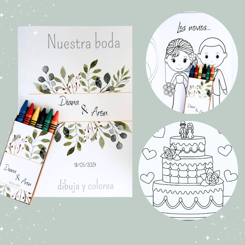 LIBRO COLOREAR BODA pack 5 - Madan desing