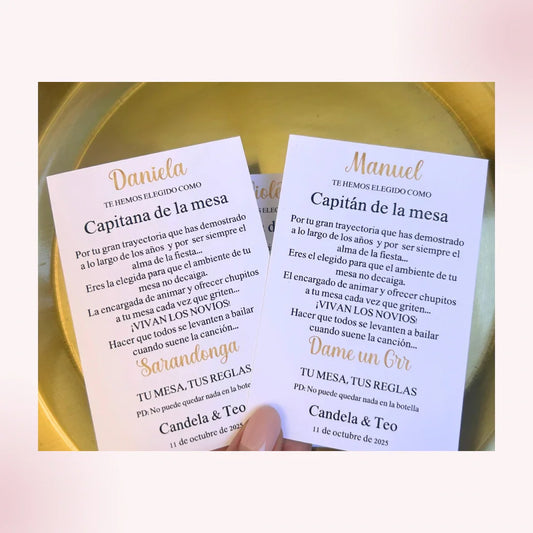 TARJETA PLATO CAPITÁN DE MESA boda