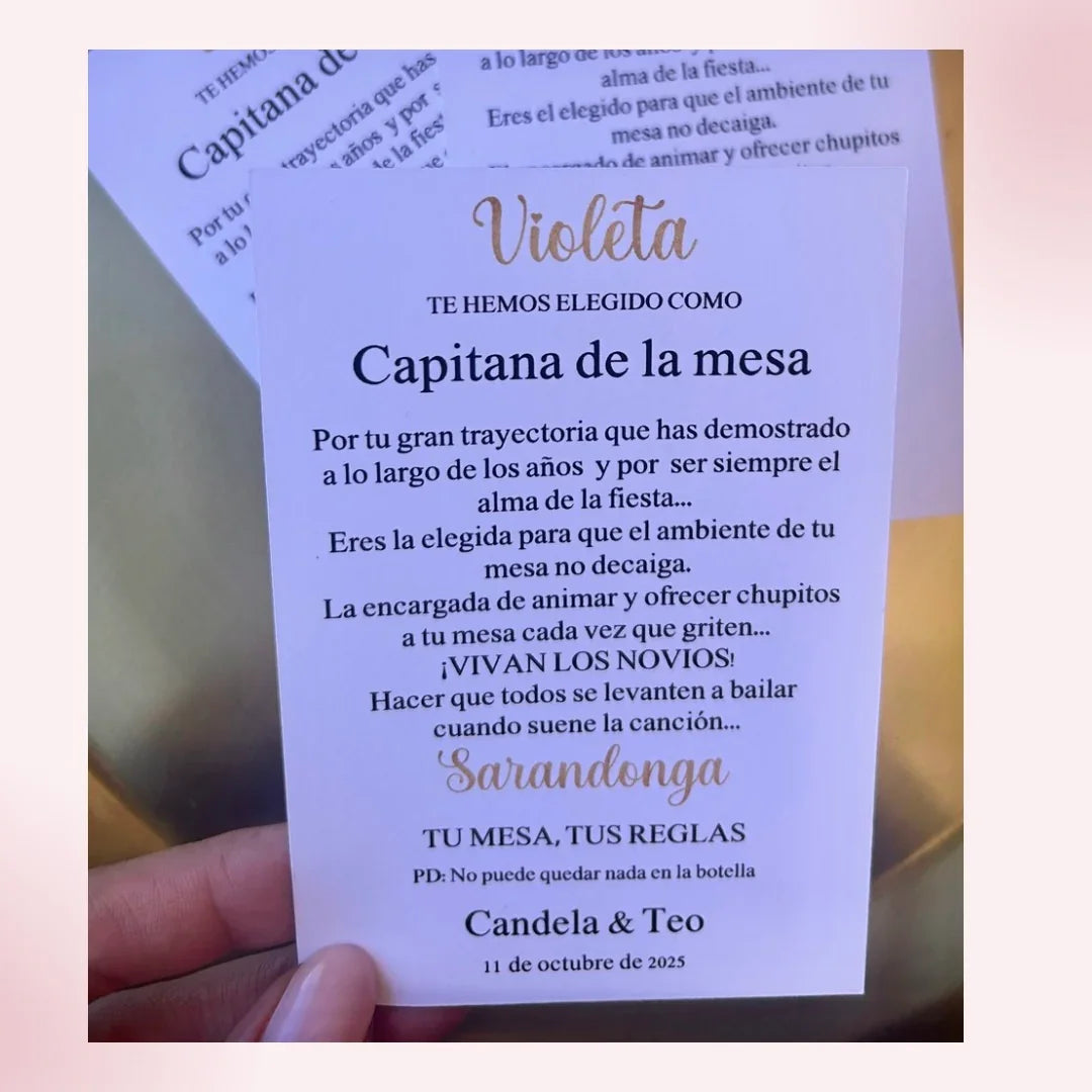 TARJETA PLATO CAPITÁN DE MESA boda